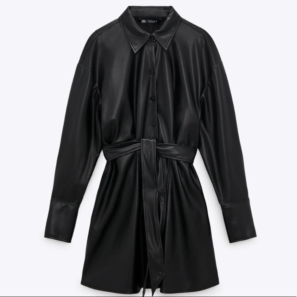 NWOT Zara Faux Leather Dress with Belt